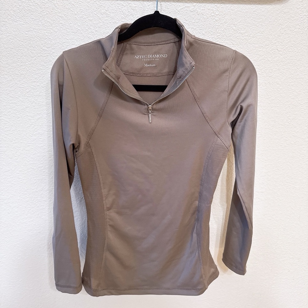 Aztec Diamond Equestrian Long Sleeve base layer, Medium, beige
